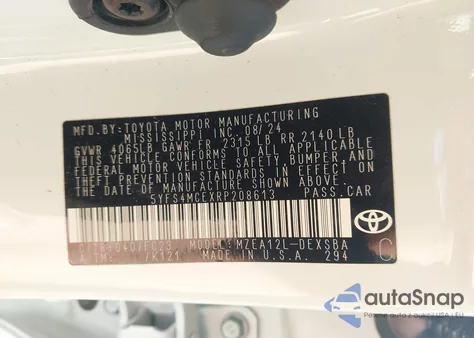 2024 Toyota Corolla Se из США, поврежденный, VIN 5YFS4MCEXRP208613